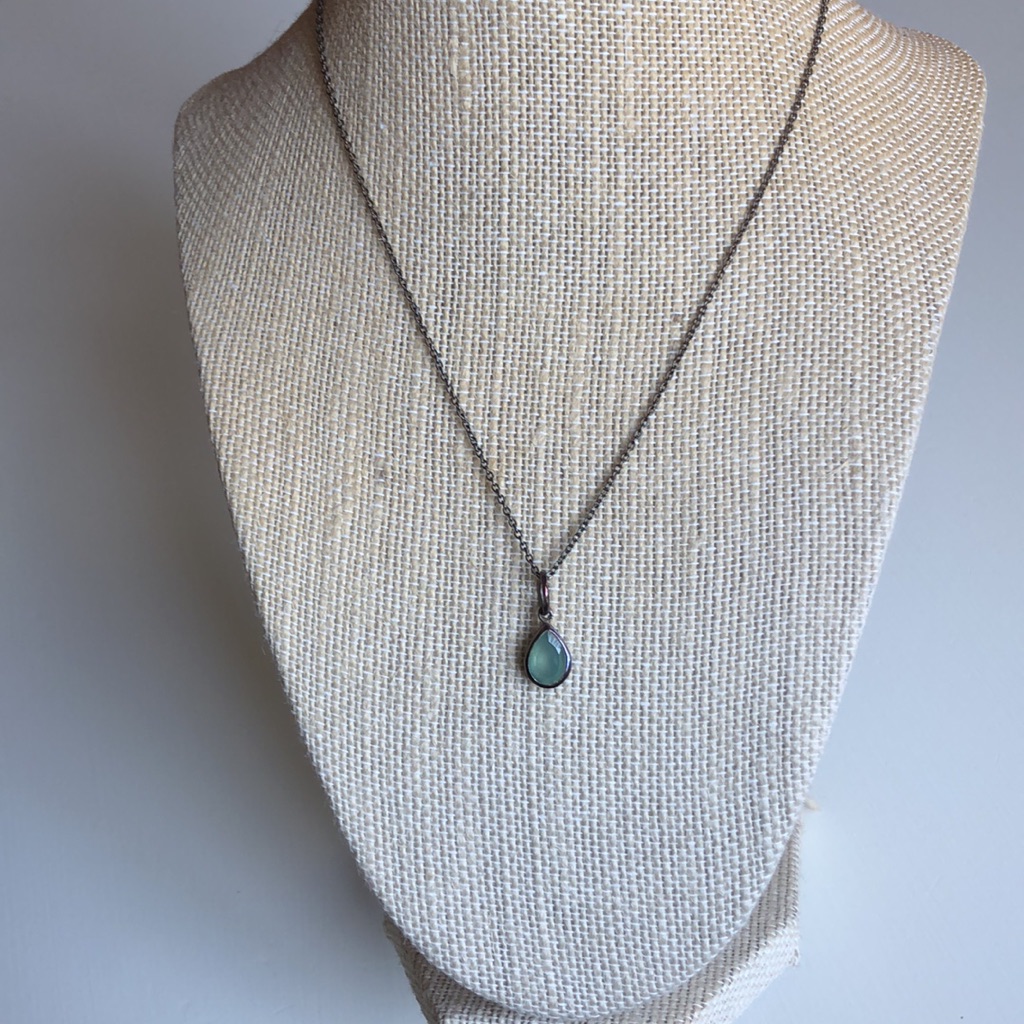 Baroni | Blue Aquamarine Teardrop Silver Necklace